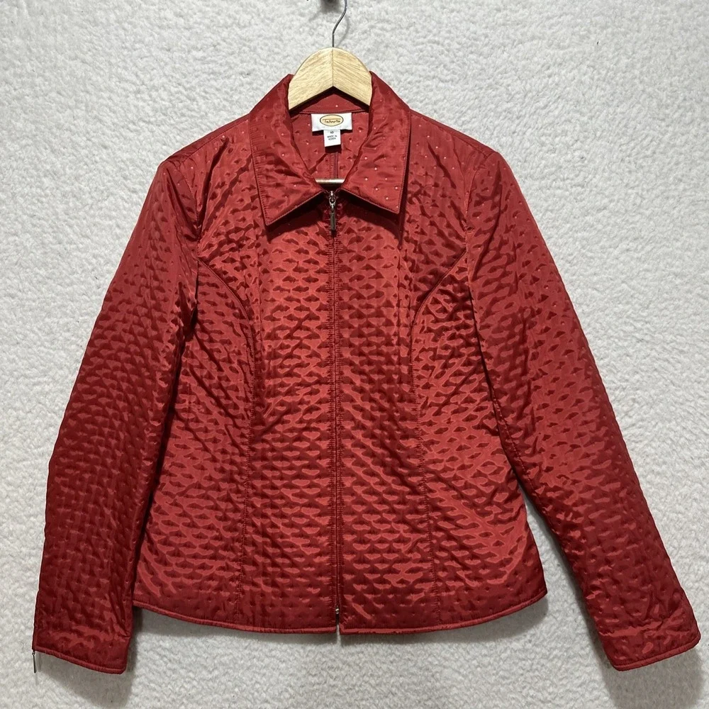Talbot's Women's Size‎ 10 Jacket Full Zip Blazer Red Quilted Polyester Coat